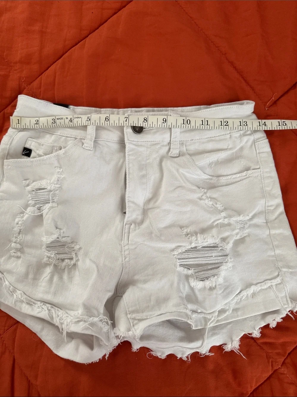 KanCanDistressed Frayed Hem Denim Shorts